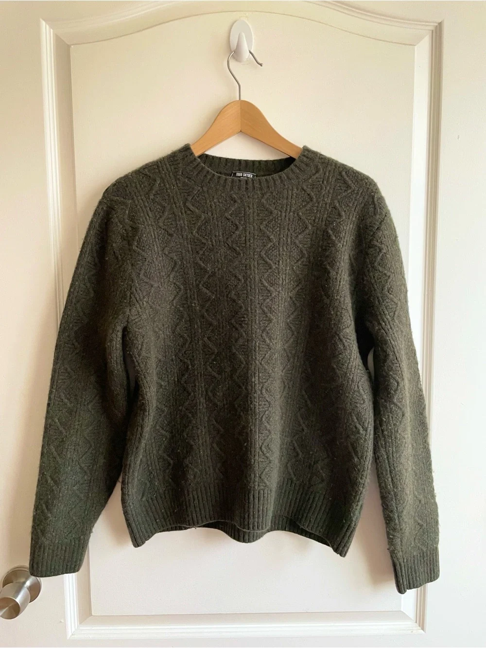 Todd Snyder Merino Wool Cableknit Fisherman Sweater Pullover Green Mens M